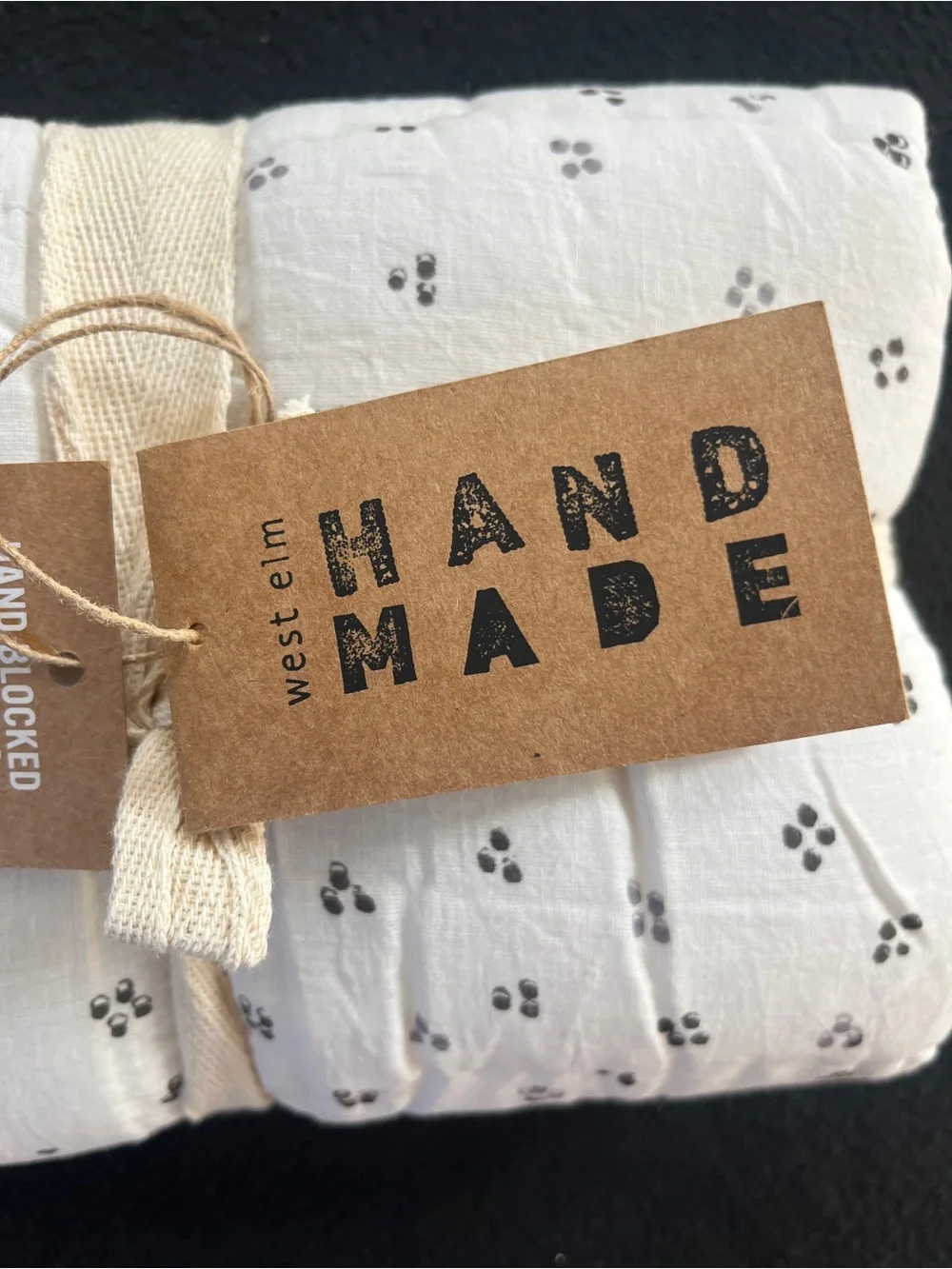 NWT West Elm Hand Blocked Lola 100% Cotton KING Sham Leaf Dot Gray White